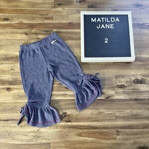 Matilda Jane Heart Soul Pride Kaleidoscope Big Ruffles Knit Pants Gray Red Capri